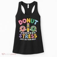 Groovy Donut Stress Just Do Your Best Testing Day Teachers Women's Tank Top thumb 0