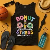 Groovy Donut Stress Just Do Your Best Testing Day Teachers Tank Top thumb 4