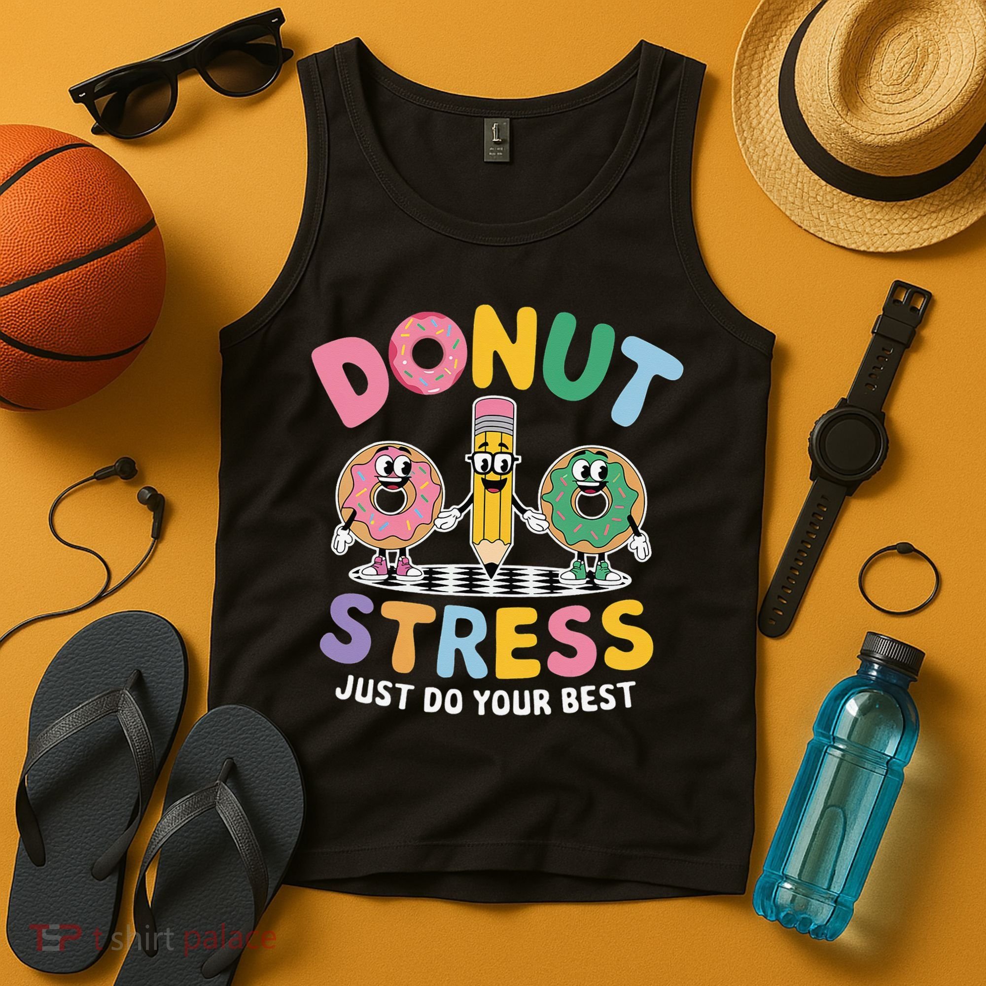 Groovy Donut Stress Just Do Your Best Testing Day Teachers Tank Top