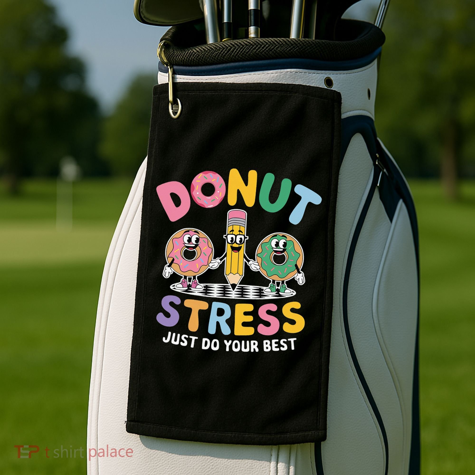 Groovy Donut Stress Just Do Your Best Testing Day Teachers Golf Towel