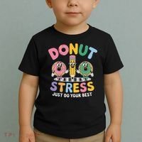 Groovy Donut Stress Just Do Your Best Testing Day Teachers Toddler T-Shirt thumb 2
