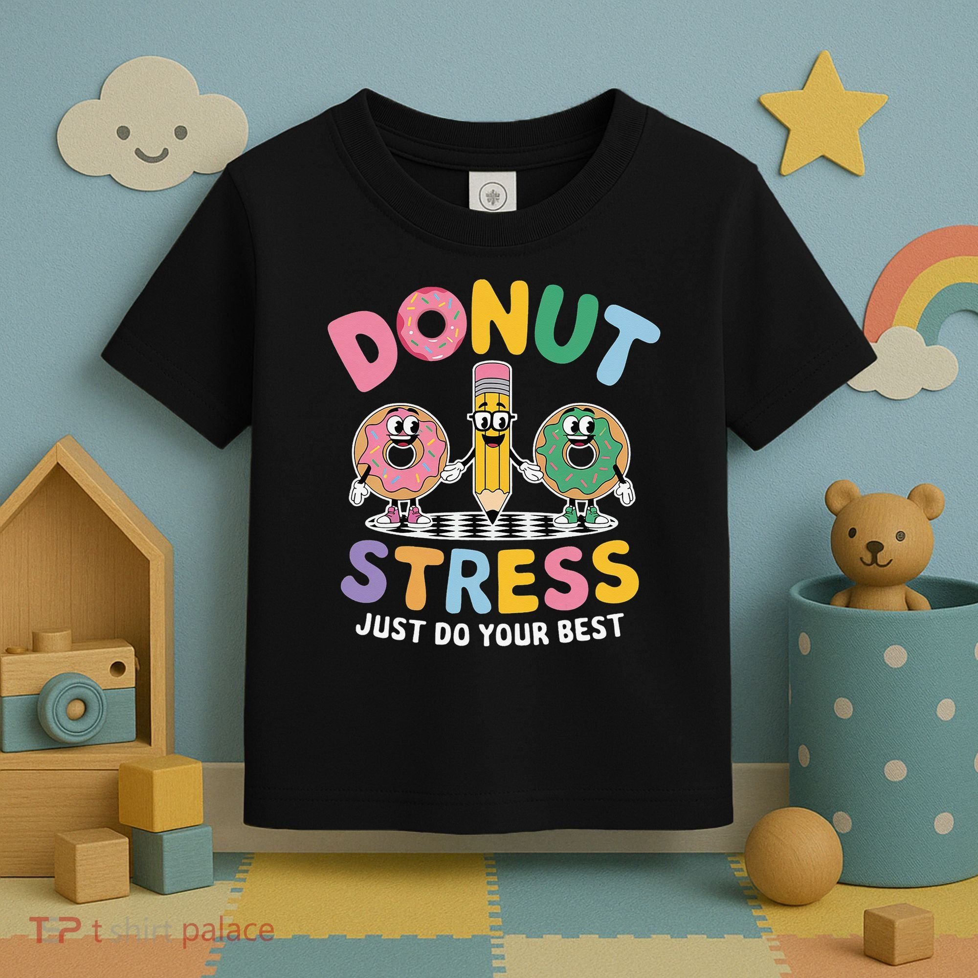 Groovy Donut Stress Just Do Your Best Testing Day Teachers Toddler T-Shirt