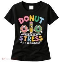 Groovy Donut Stress Just Do Your Best Testing Day Teachers Women's T-Shirt thumb 0