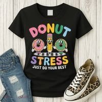 Groovy Donut Stress Just Do Your Best Testing Day Teachers Women's T-Shirt thumb 3