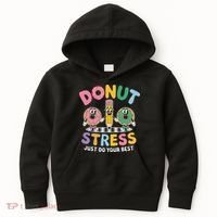 Groovy Donut Stress Just Do Your Best Testing Day Teachers Kids Hoodie thumb 0