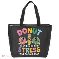 Groovy Donut Stress Just Do Your Best Testing Day Teachers Tote Bag thumb 0