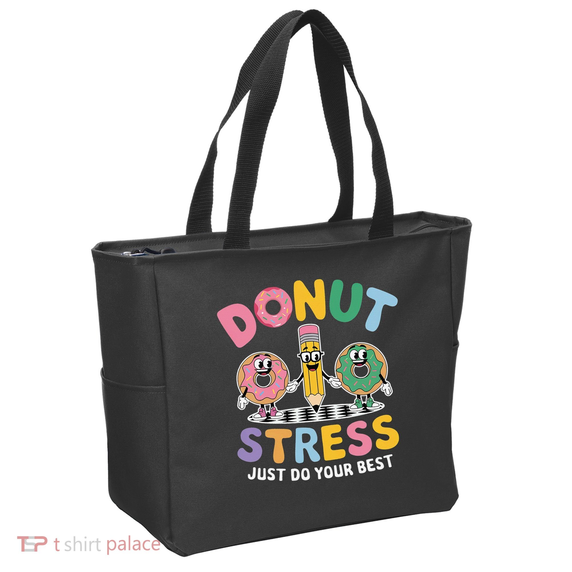 Groovy Donut Stress Just Do Your Best Testing Day Teachers Tote Bag