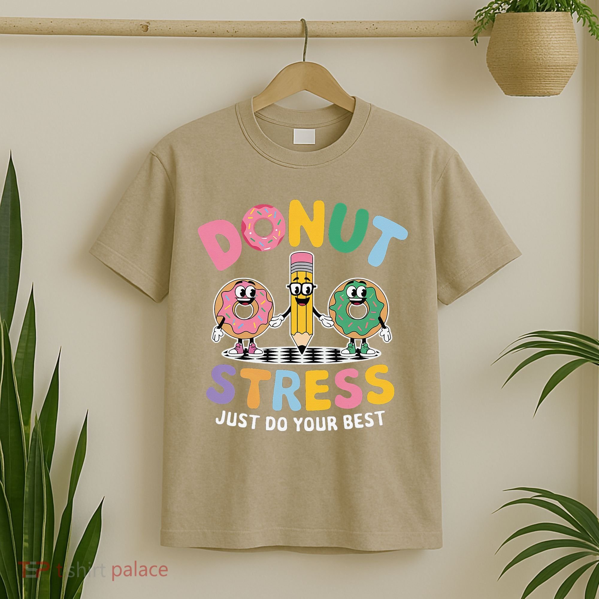 Groovy Donut Stress Just Do Your Best Testing Day Teachers T-Shirt