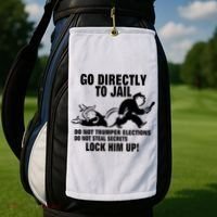 Go Directly To Jail TRUMP, Lock Him Up Golf Towel thumb 2