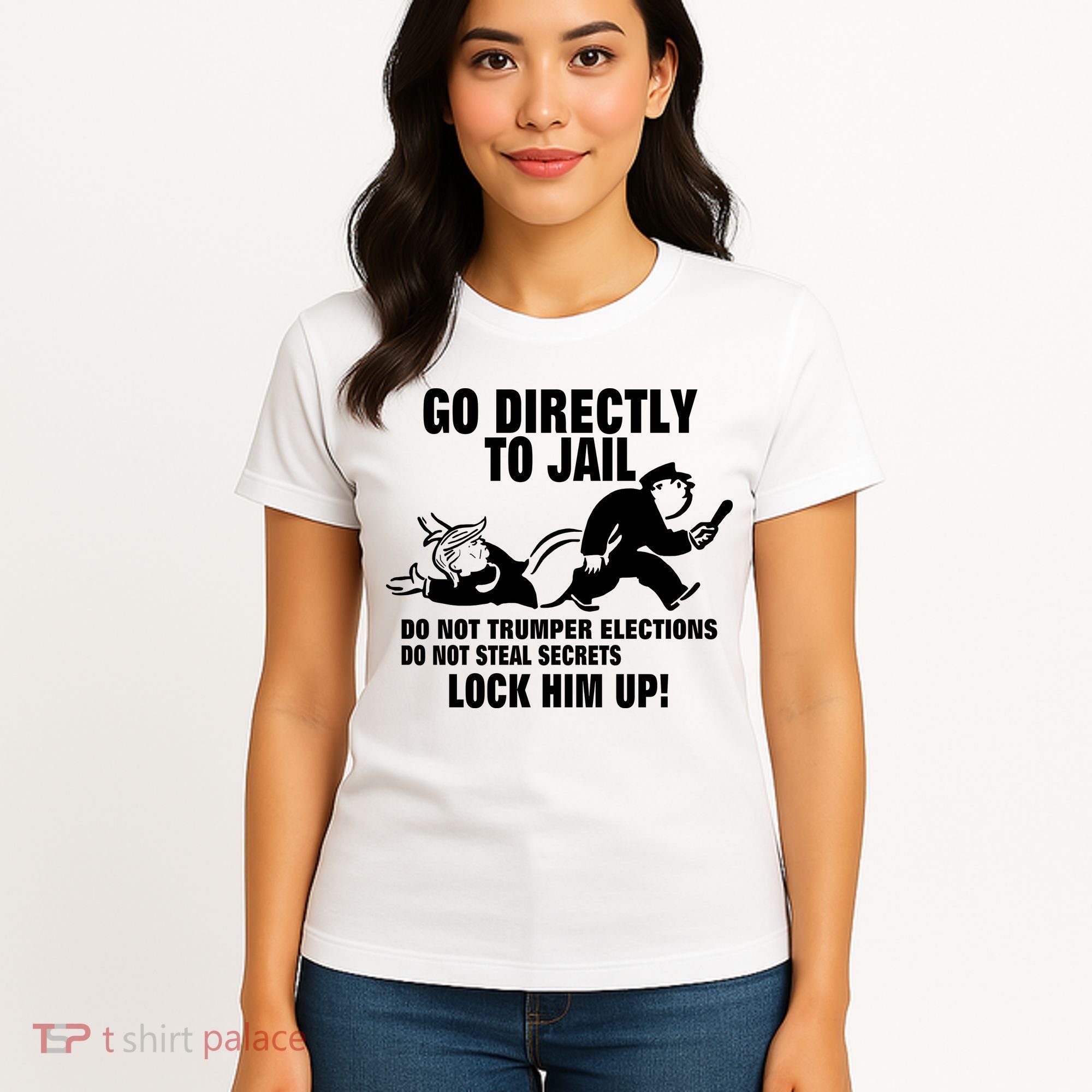 Go Directly To Jail TRUMP, Lock Him Up Women's T-Shirt