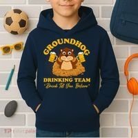 Groundhog Drinking Team Drink Till You Believe Groundhog Day Kids Hoodie thumb 2
