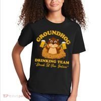 Groundhog Drinking Team Drink Till You Believe Groundhog Day Kids T-Shirt thumb 2