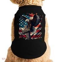 Grunge Distressed USA American Flag Christian Cross Eagle Doggie Tank thumb 0