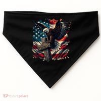 Grunge Distressed USA American Flag Christian Cross Eagle USA-Made Doggie Bandana thumb 0