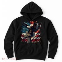 Grunge Distressed USA American Flag Christian Cross Eagle Hoodie thumb 0