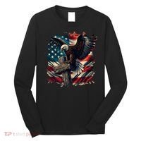Grunge Distressed USA American Flag Christian Cross Eagle Long Sleeve Shirt thumb 0