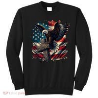 Grunge Distressed USA American Flag Christian Cross Eagle Sweatshirt thumb 0
