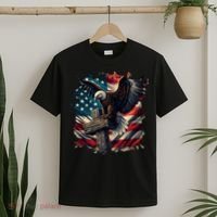 Grunge Distressed USA American Flag Christian Cross Eagle T-Shirt thumb 2