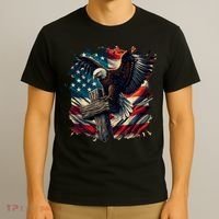 Grunge Distressed USA American Flag Christian Cross Eagle T-Shirt thumb 3