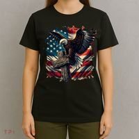 Grunge Distressed USA American Flag Christian Cross Eagle T-Shirt thumb 4