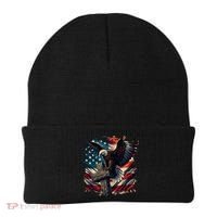 Grunge Distressed USA American Flag Christian Cross Eagle Beanie thumb 0
