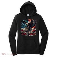 Grunge Distressed USA American Flag Christian Cross Eagle Women's Hoodie thumb 0
