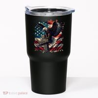 Grunge Distressed USA American Flag Christian Cross Eagle Tumbler thumb 0