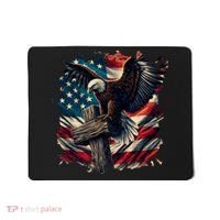 Grunge Distressed USA American Flag Christian Cross Eagle Mousepad thumb 0