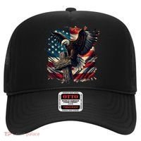 Grunge Distressed USA American Flag Christian Cross Eagle Hat thumb 0