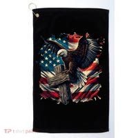 Grunge Distressed USA American Flag Christian Cross Eagle Golf Towel thumb 0