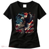 Grunge Distressed USA American Flag Christian Cross Eagle Women's T-Shirt thumb 0
