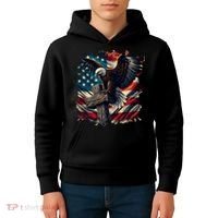 Grunge Distressed USA American Flag Christian Cross Eagle Kids Hoodie thumb 4