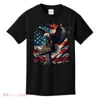 Grunge Distressed USA American Flag Christian Cross Eagle Kids T-Shirt thumb 0