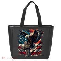Grunge Distressed USA American Flag Christian Cross Eagle Tote Bag thumb 0