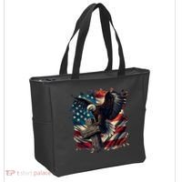 Grunge Distressed USA American Flag Christian Cross Eagle Tote Bag thumb 2