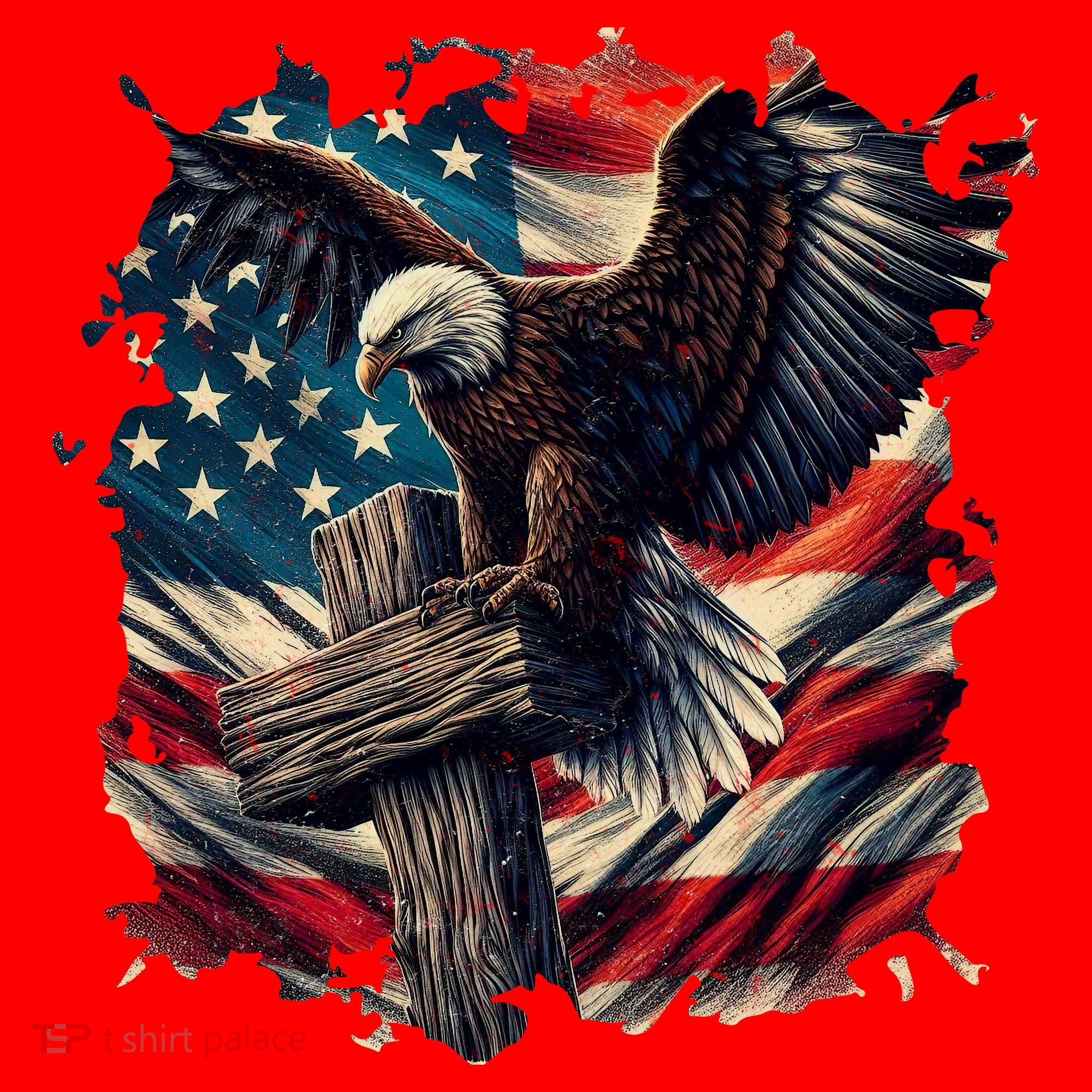 Grunge Distressed USA American Flag Christian Cross Eagle Santa Hat