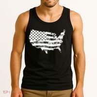 Grungy Distressed USA American Country Flag Tank Top thumb 3