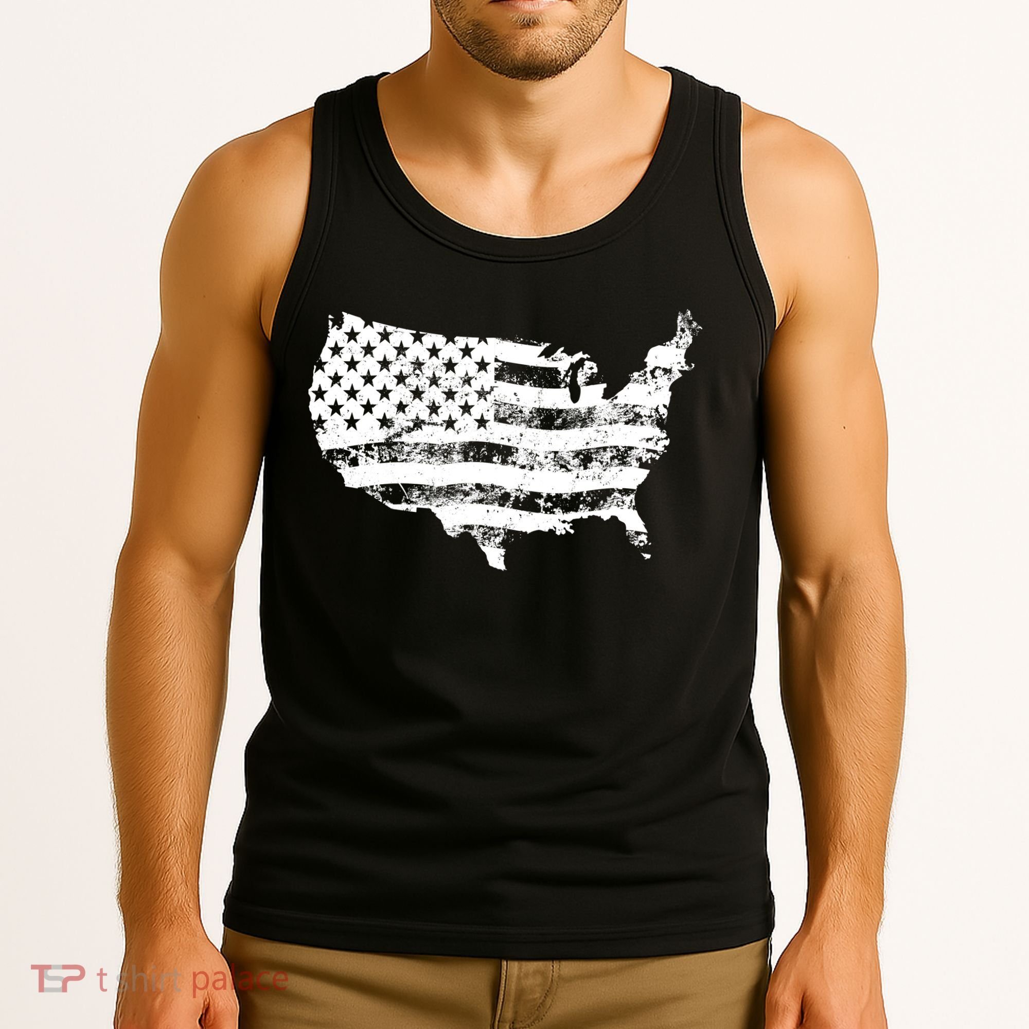 Grungy Distressed USA American Country Flag Tank Top