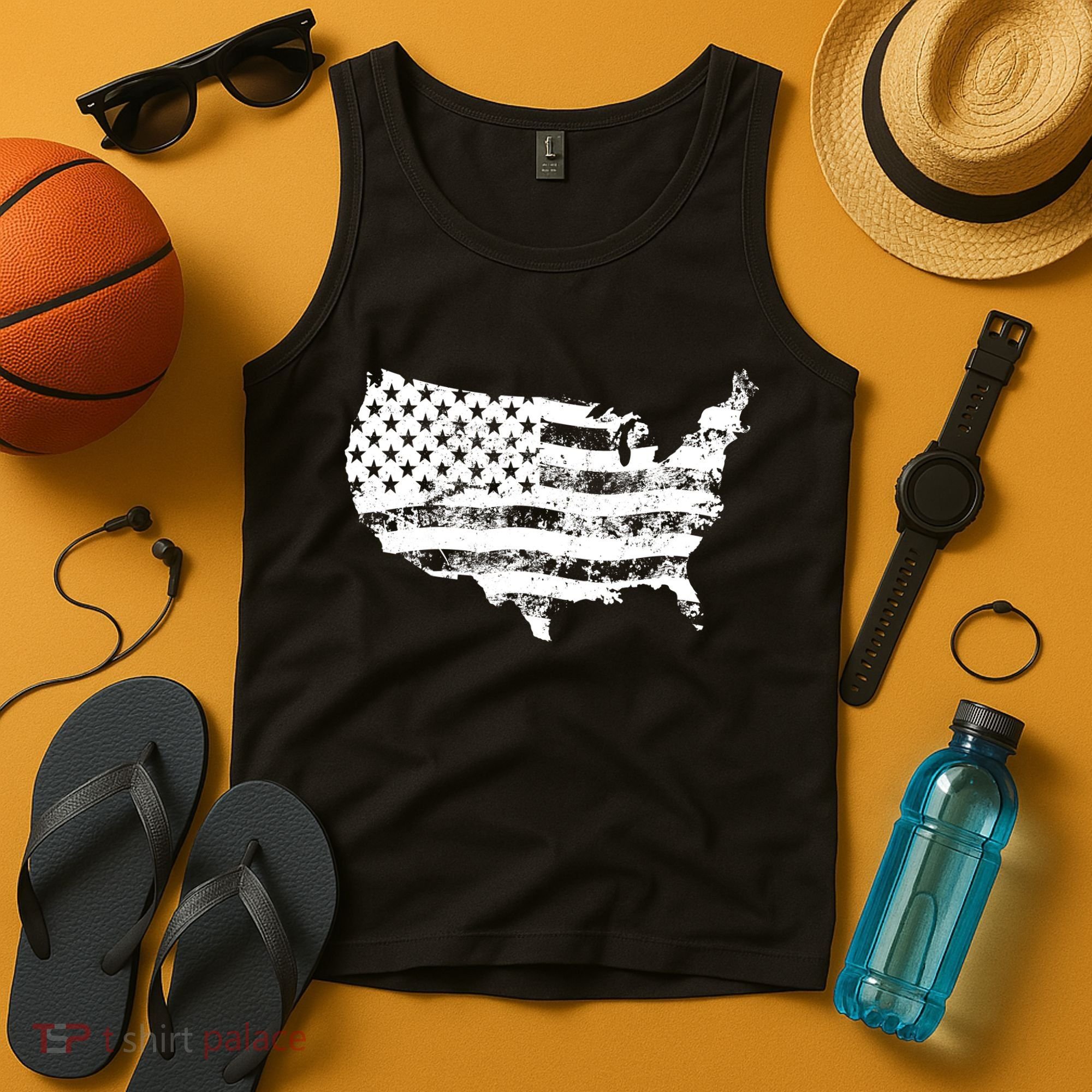 Grungy Distressed USA American Country Flag Tank Top