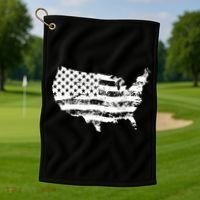 Grungy Distressed USA American Country Flag Golf Towel thumb 1