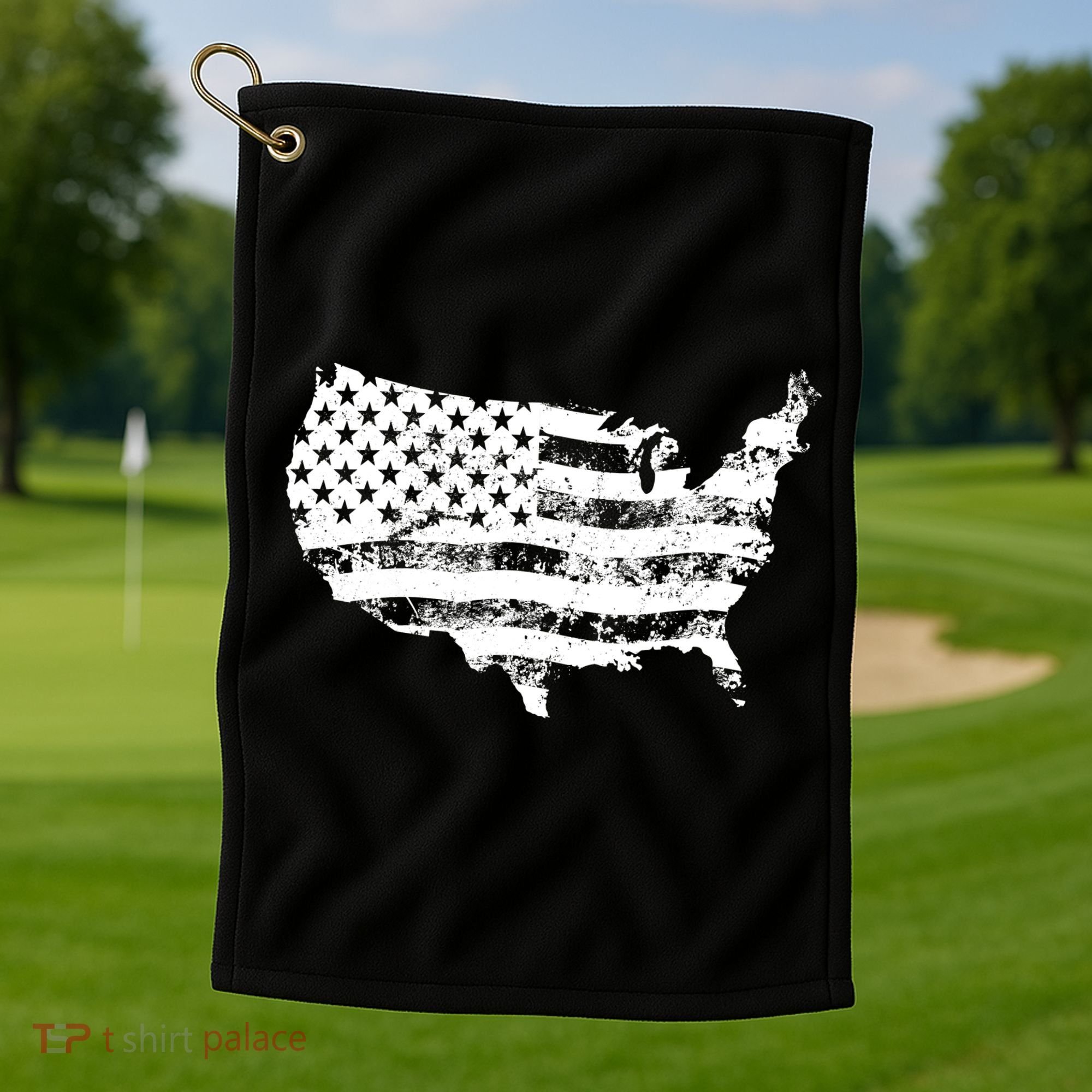 Grungy Distressed USA American Country Flag Golf Towel