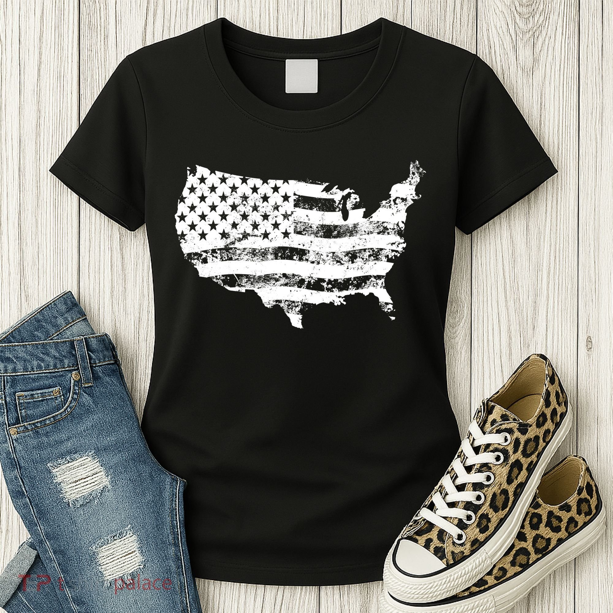 Grungy Distressed USA American Country Flag Women's T-Shirt