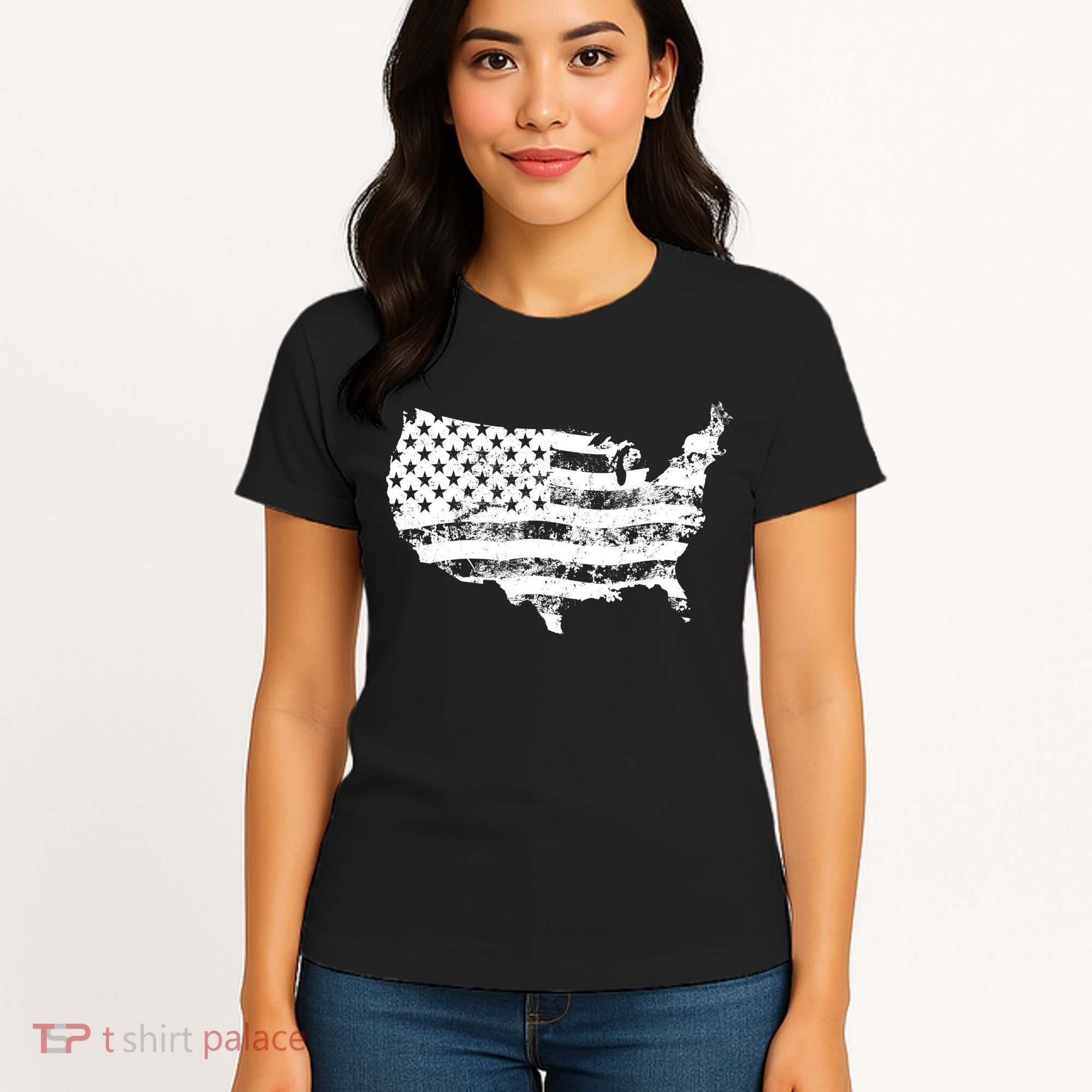 Grungy Distressed USA American Country Flag Women's T-Shirt