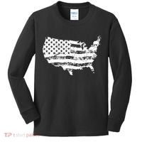 Grungy Distressed USA American Country Flag Kids Long Sleeve Shirt thumb 0