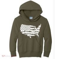 Grungy Distressed USA American Country Flag Kids Hoodie thumb 0