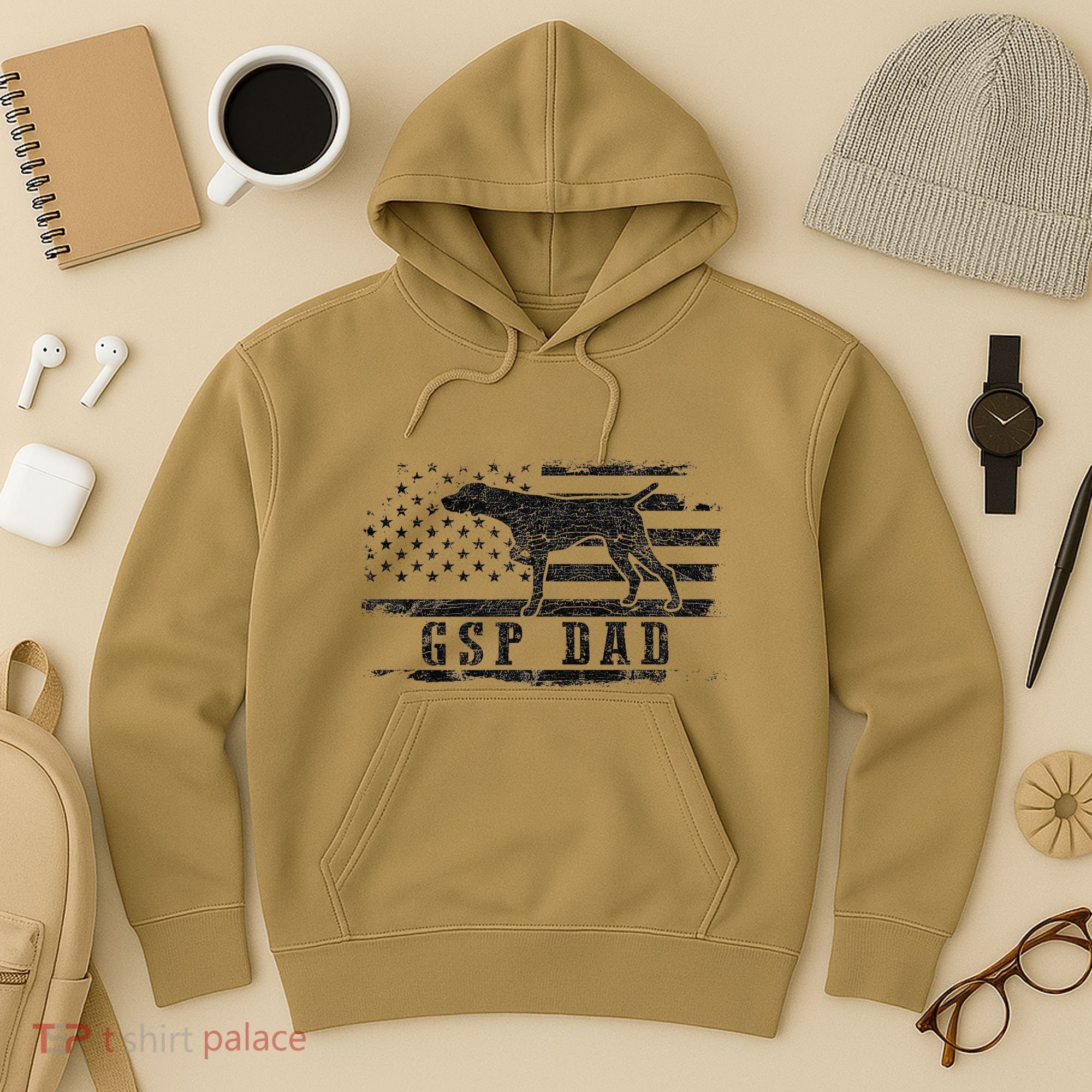 Gsp Dad Usa American Flag German Shorthaired Pointer Dog Hoodie