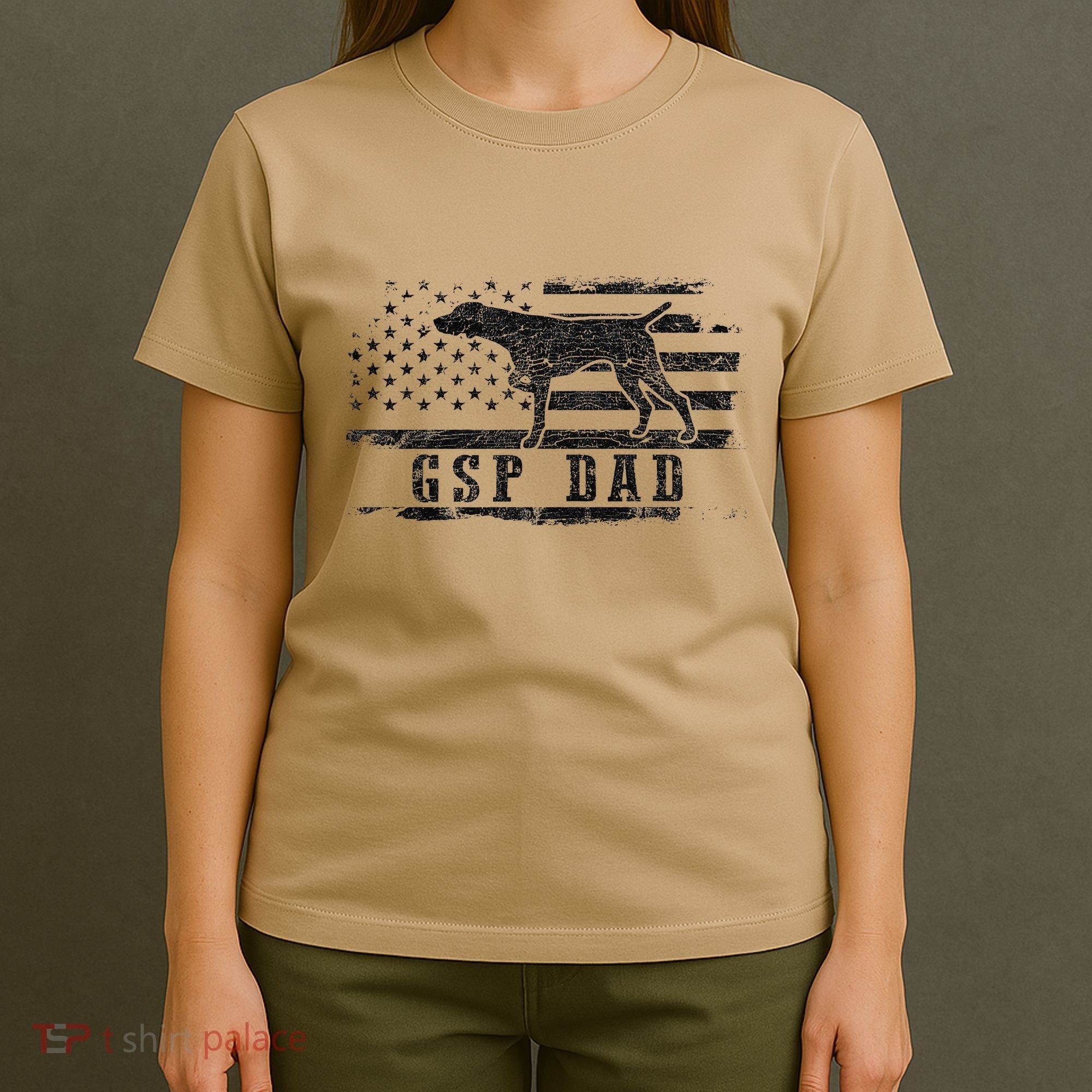 Gsp Dad Usa American Flag German Shorthaired Pointer Dog T-Shirt