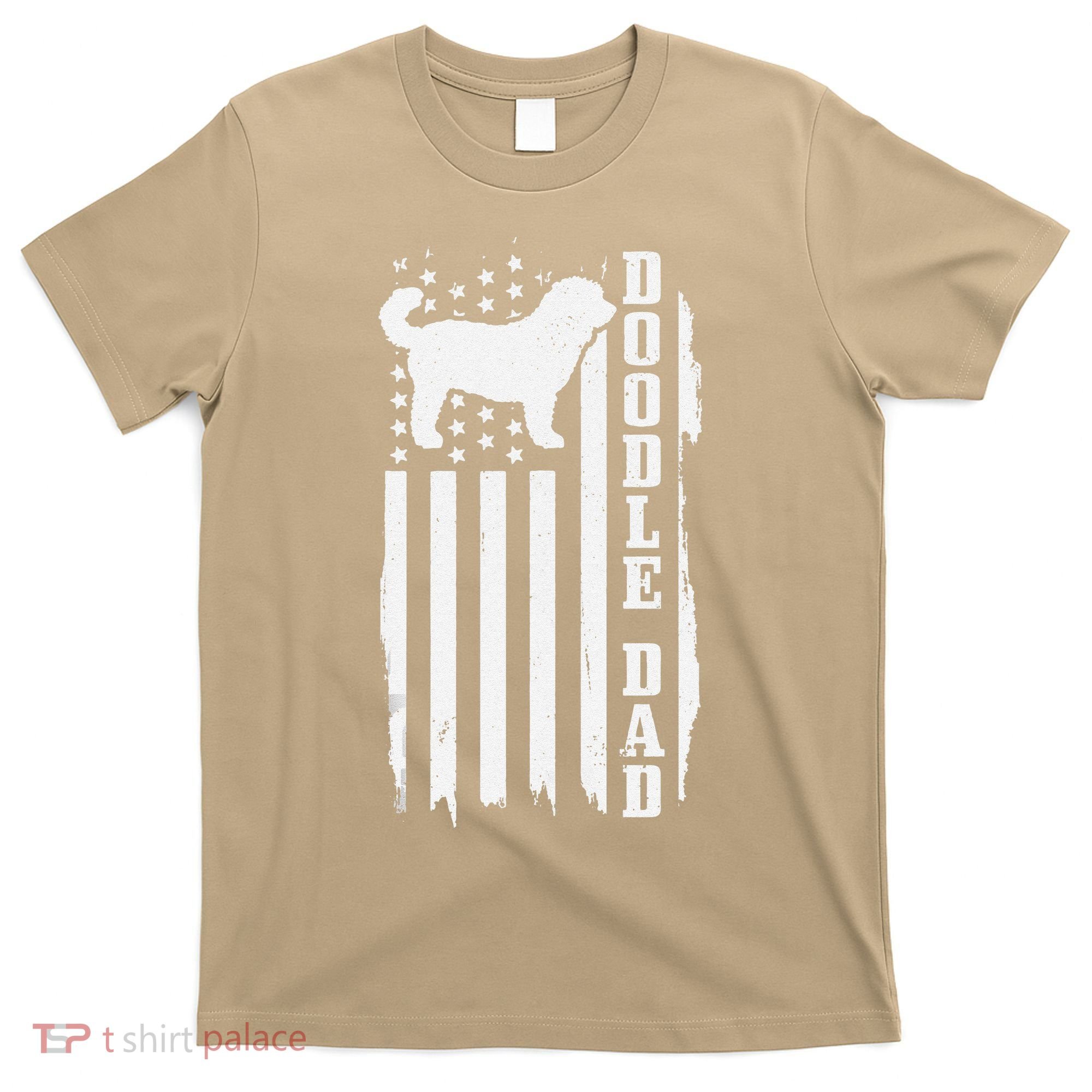 Goldendoodle Dad Vintage American Flag Patriotic Doodle Dog T-Shirt