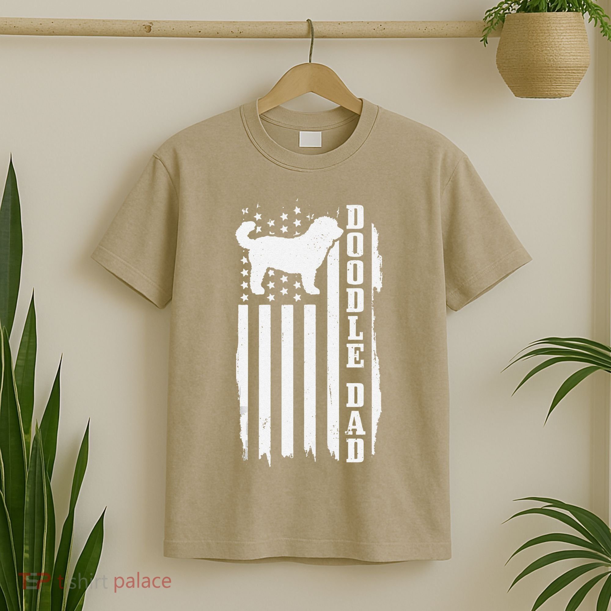 Goldendoodle Dad Vintage American Flag Patriotic Doodle Dog T-Shirt