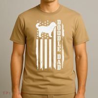 Goldendoodle Dad Vintage American Flag Patriotic Doodle Dog T-Shirt thumb 3